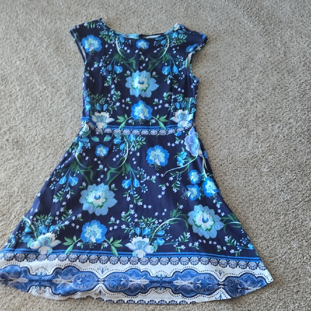 New York & Company Blue Floral Dress